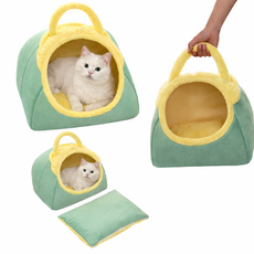 프라홈 이동형 한손 강아지 고양이 여행용 하우스 카시트 방석, 1개, 민트