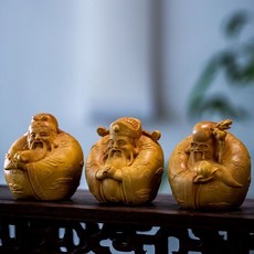 黃金檀 福祿壽三星 手把件, 如圖所示, 1個