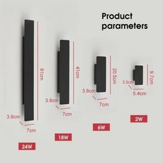 야외 LED 벽 램프 IP65 방수 알루미늄 위아래 조명 18W 110V/220V 블랙 화이트 안뜰 현관, 04 24W  400mm_02 White Body, 01 웜 화이트