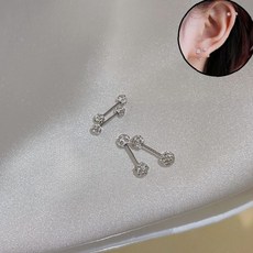 이중 연결 디자인 스테인리스 스틸 투명 큐빅 귀 장신구 피어싱