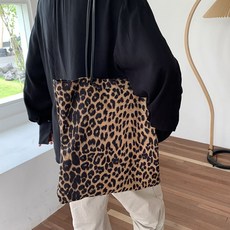 여성 데일리 호피 레오파드 스웨이드 숄더 백 가방jsj52FAq