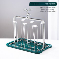 주방용 스텐 컵 건조 수납대 물빠짐 트레이 머그컵 와인잔 정리대, 1개, D_사슴 금속 컵 홀더 은색