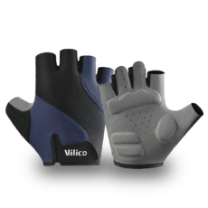 솔브릭 충격 흡수 미끄럼 방지 로드 MTB 자전거 반장갑, 1개, 네이비 + 블랙