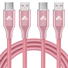 아이오네우스 USB to C타입 3A 고속 충전 데이터 전송 케이블 RE-CB-DT, 2개, 분홍색, 2m