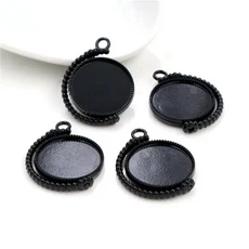 5pcs 16mm 20mm 내부 크기 회전 더블 사이드 8 컬러 카메오 카보 촌베이스 설정 매력 새로운 패션 펜던트, 01 25mm, 06 Black
