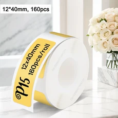 1PK Marklife P15 프린터 라벨 스티커 12x40mm 열 용지 D30 호환 가능, 12 Yellow 12X40mm, 1개