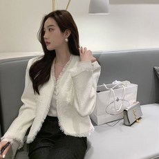 차무희옷 고윤정 단전한 여성 봄 하객룩 오피스룩 데일리 숏 트위드자켓