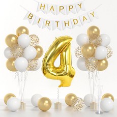 파티 용품 생일파티 풍선 올인원 세트, 1세트, 골드 4