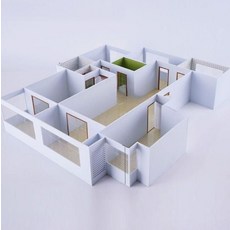 아파트구조모형 하우스모델 미니어처 디오라마 DIY세트, A 침실 1개 거실 1개 욕실 1개 1세트, 1에서 30