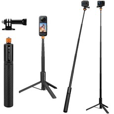 K&F Concept 인비저블 셀카봉 삼각대 120cm 인스타360 X4 X3 고프로 13 DJI 오즈모 포켓3 호환 롱 셀피스틱 2in1, 1개, KF09.141