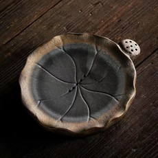 賣場新品泡茶壺日式鎏金鐵釉手抓壺古早燒茶壺壺承複古粗陶泡茶壺蓋碗陶瓷功夫茶壺普洱泡茶碗茶盞, 1個, 蓮蓬荷葉壺承