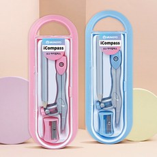 케이스 눈금자 및 각도기 아이 컴파스, 분홍/1개