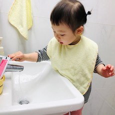 마이달토끼 자기주도 워시빕 타올 턱받이 핸드메이드 유아 세안타올 (7컬러 택1), 베이지(브라운체크), 1개