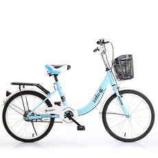 뒷좌석 등받이 안장 포함 여성용 바구니 자전거 20 22 24인치, 1개, 160cm, 블루 화이트+표준 세트 24인치 통타이어