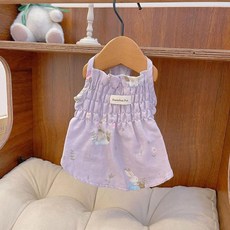 애완 동물 옷 강아지 고양이 봄 귀여운 만화 면화 홈 부모자식 의류 테디 베어 꽃 드레스 냉각 조끼, 색상: 1. 4 / 크기: F. XL