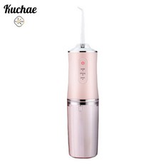 Kuchae 휴대용 무선 구강세정기 전동펄스 건강한 구강 관리 + 4개노즐팁, 핑크, KU-6886