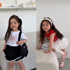 유아동 실크 레이스 캉캉 스커트 여아 3단 프릴 치마바지 키즈 속바지