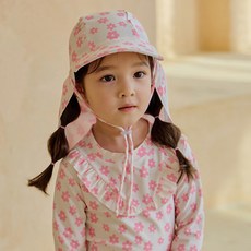 [플랩캡] 솜니움베베 아기 유아 데이지 수영모자 아쿠아 UV 여아 핑크 수영모 자외선차단 모자