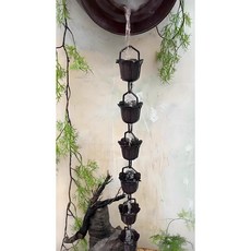 雨水鍊 庭院雨鏈 引水鏈 2.6米黑色蓮花雨鏈 屋簷排水雨鏈 庭院花園陽光房裝飾 落水雨鏈, 1個, 聖潔花(牽牛花)1米 高端鋁合金