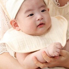예꼬맘 아기 순면 턱받이 3개, 아기턱받이[베이지], 1개입