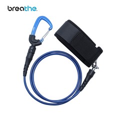 BREATHE 自由潛水安全繩 安全繩魔鬼氈 Lanyard安全繩 下潛繩 失手繩, 藍(1米長,不含扣具+腕帶)