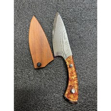 工具家達人 大馬士革 登山露營野外求生小番刀：烤肉釣魚必備，淺草風格小獵刀/魚刀/小菜刀, 1個, 空白,原產利度, 淺草風格