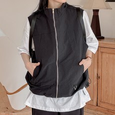 로로텐 바람막이 집업 조끼 베스트 하이넥 밑단스트링 여성 빅사이즈