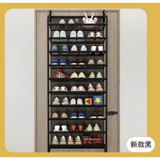 免打孔門後 壁掛式簡易置物架 多層省空間收納架 玄關門口鞋拖整理 宿舍用掛架 雜物小物收納層架, 鞋櫃_新款黑, 1個