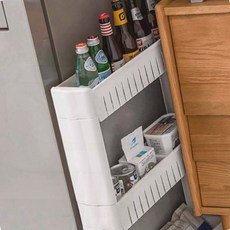 주방옆 틈새선반 냉장고사이 수납장 주방용품 정리 세탁용, 시냅스 3호점 3단