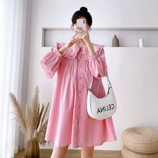 아우얼스룸 복 원피스 빅 셔츠 예쁜 사이즈 스커트 대형 키작맘임부복 임부복 복 출근룩, B. 핑크
