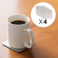 라인하임 스텐 티코스터 컵받침 4개, 1세트, 네모
