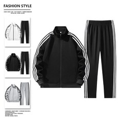 秋冬情侶款運動套裝 三條槓開衫立領 時尚休閒跑步運動服