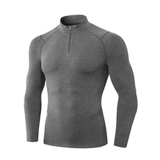 SPVISE 남성용 보온 압박 셔츠 긴소매 플리스 안감 속옷 상의 추운 날씨용 러닝 기어 베이스 레이어 겨울 1/4 지퍼 - 다크 그린 XL_145110, XL, 1/4 지퍼 - 그레이_145110