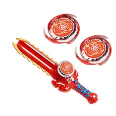 陀螺劍 戰神劍發射器 發光炫酷燈光 一鍵發射 兒童趣味玩具 紅色, 1套, 紅色(1劍+2陀螺)袋裝, 紅色(顏色)