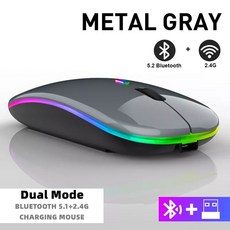 태블릿 전화 컴퓨터 USB 블루투스 충전식 4GHZ PC 무선 RGB 마우스 노트북 백라이트, Dual Mode Wi less 13