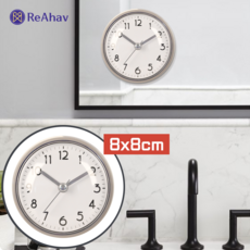 레아하브 샤워타임 무타공 미니 욕실 시계 흡착 방수 화장실 무소음, 그레이