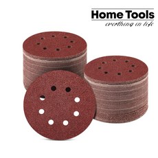 홈툴스 샌딩페이퍼 125mm 8홀 원형사포 400방 50장 적색, 1개