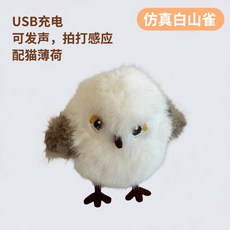 狂嗨抖抖鳥電動貓咪玩具 發聲仿真小鳥 狩獵自嗨神器逗貓棒, 白山雀opp裝, 1個