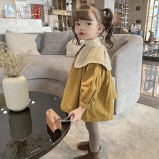 小不點兒 女童春秋款娃娃領網紅時尚韓版潮風衣女孩蝴蝶結中長款外套 90-130