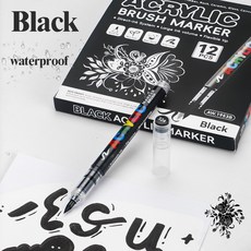 直液式丙烯馬克筆 軟頭 大容量 可疊色, 黑色單支, 1個