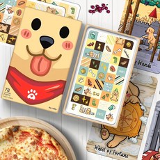 귀여운 강아지 타로 카드 덱 보드 게임 놀이용 카드 세트, 옐로우