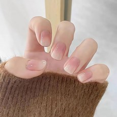 穿戴甲 小眾設計 節日美甲 度假風美甲貼片 (贈工具包), 1個, 純白月光【短橢圓】,M 手工實拍