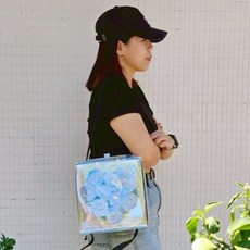 愛心玫瑰手提盒附燈香皂花 淺藍款 香皂花 現貨供應, 1個, 無須加購