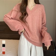 핏몬 여성 포근 브이넥 니트 봄 가을 베이직 스웨터