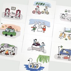 달페이퍼 일상다반사 13종 인테리어 엽서 선물용 포스트카드, 9.오리배, 9.오리배, 상세페이지 참조