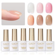 GAOY 손톱용 6가지 색상 빌더 젤 세트 밀키 화이트 핑크 누드 시어 젤리 네일 강화제 소크 오프 익스텐션 하드 젤 맛있는 젤리 베이스 코트 탑 필요 139380, 로즈 젤리 6개, 1개