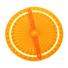 초등수학 도형공부 그리기자 반원형 각도기 2p/ 엄마표수업 교구자 제도자 선그리기, 1세트, 투명오렌지