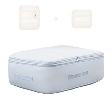 울트라 공간 절약형 자체 압축 오거나이저 옷 담요 베개 이불 침구 세트 등을 위한 이불 보관 가방 (카키 L - 54 x 42 30cm), 블루