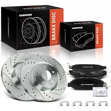 일부 닛산 및 이니핀트 모델과 호환되는 A-프리미엄 12.60인치320 전면 드릴 슬롯 브레이크 로터 + 세라믹 패드 키트 - 무라노 2015-2023 패스파인더 QX60 JX35, Front Vented