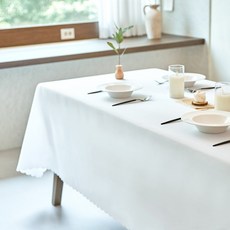 캐프마켓 구김방지 호텔 테이블보 식탁보, 1개, 8인(260 x 180 cm), 화이트